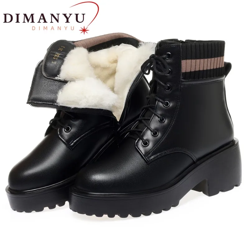 

DIMANYU Winter Shoes Boots Women Large Size Trend Wool Warm Genuine Leather Socks Boots Women Non-Slip Ankle Boots Women