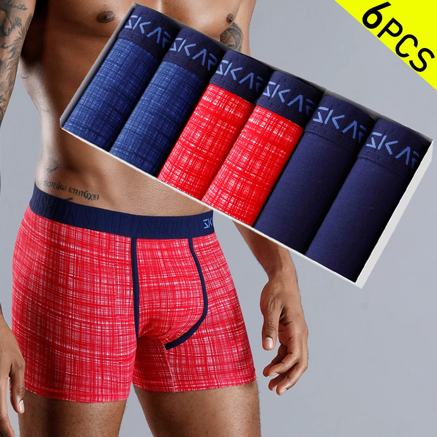 6pcs Cotton Men's Underpants Letter Elastic Waistband Boxer Shorts Brand Mens Panties Sexy Boxers Underwear For Man