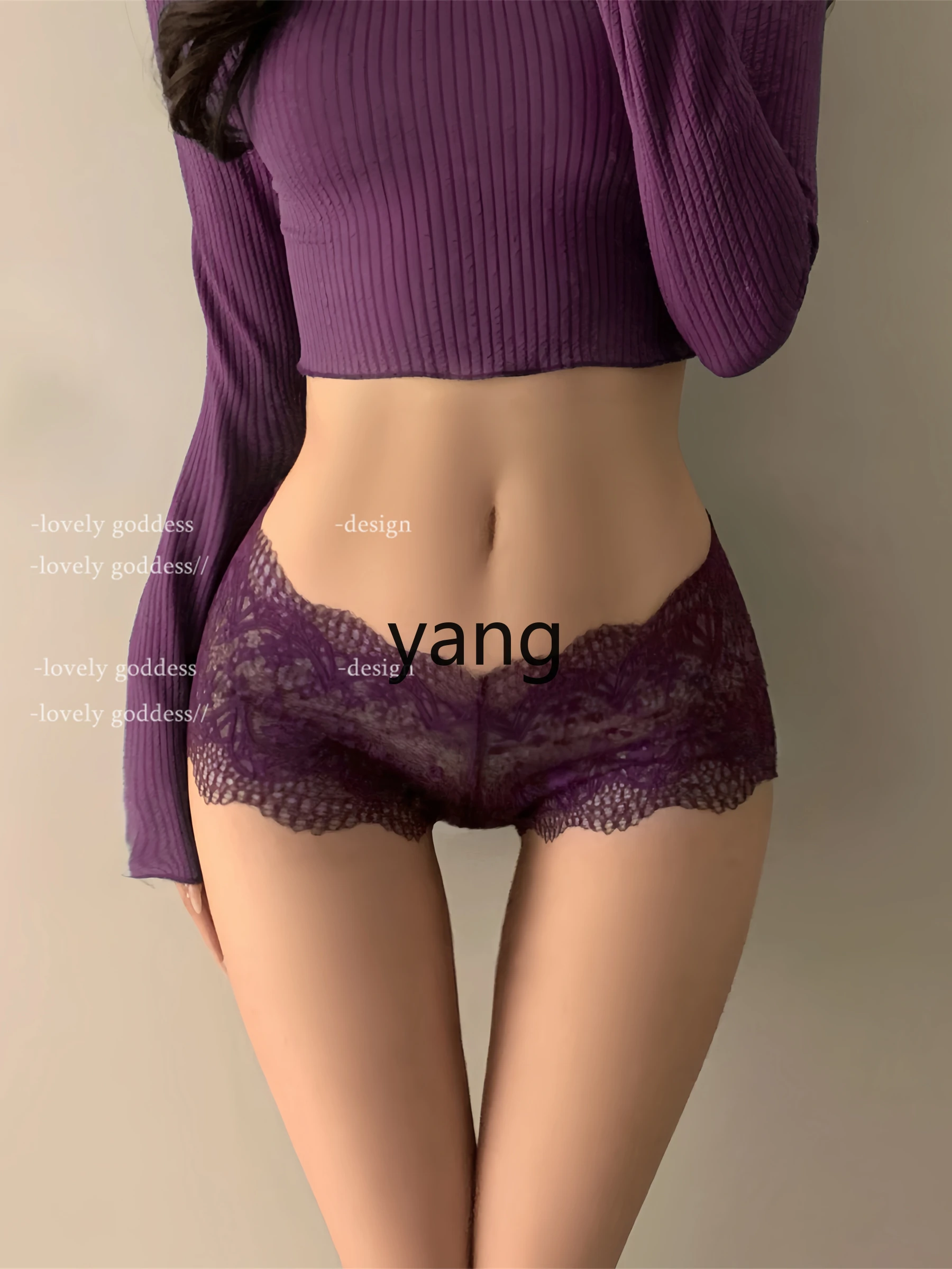 LMM lace boxer panties women's belly and hip lift cotton crotch high-waisted briefs