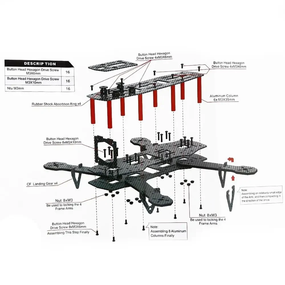 High quality FPV250 ZMR250 250mm Carbon Fiber Quadcopter Frame Kit with 3mm thickness arm for QAV250 FPV Racing Drone