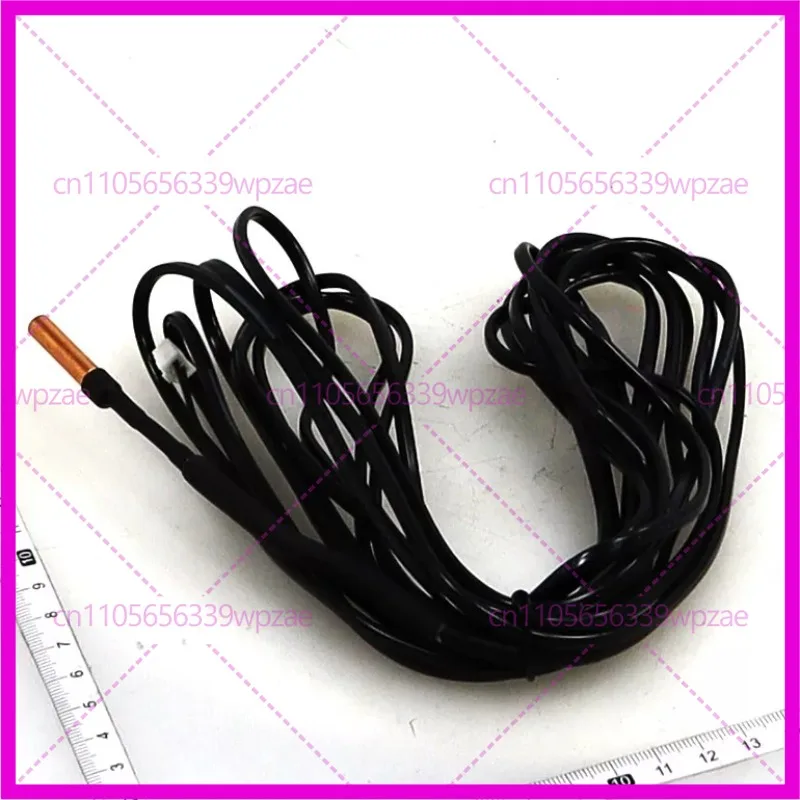 Sensor de Temperatura NTC de Cobre GW4100-L5000(0306) 10K, Cable Negro de 5000mm, Sonda con Conector Blanco de 2 Pines para Bomba de Calor de Fuente de Aire Midea