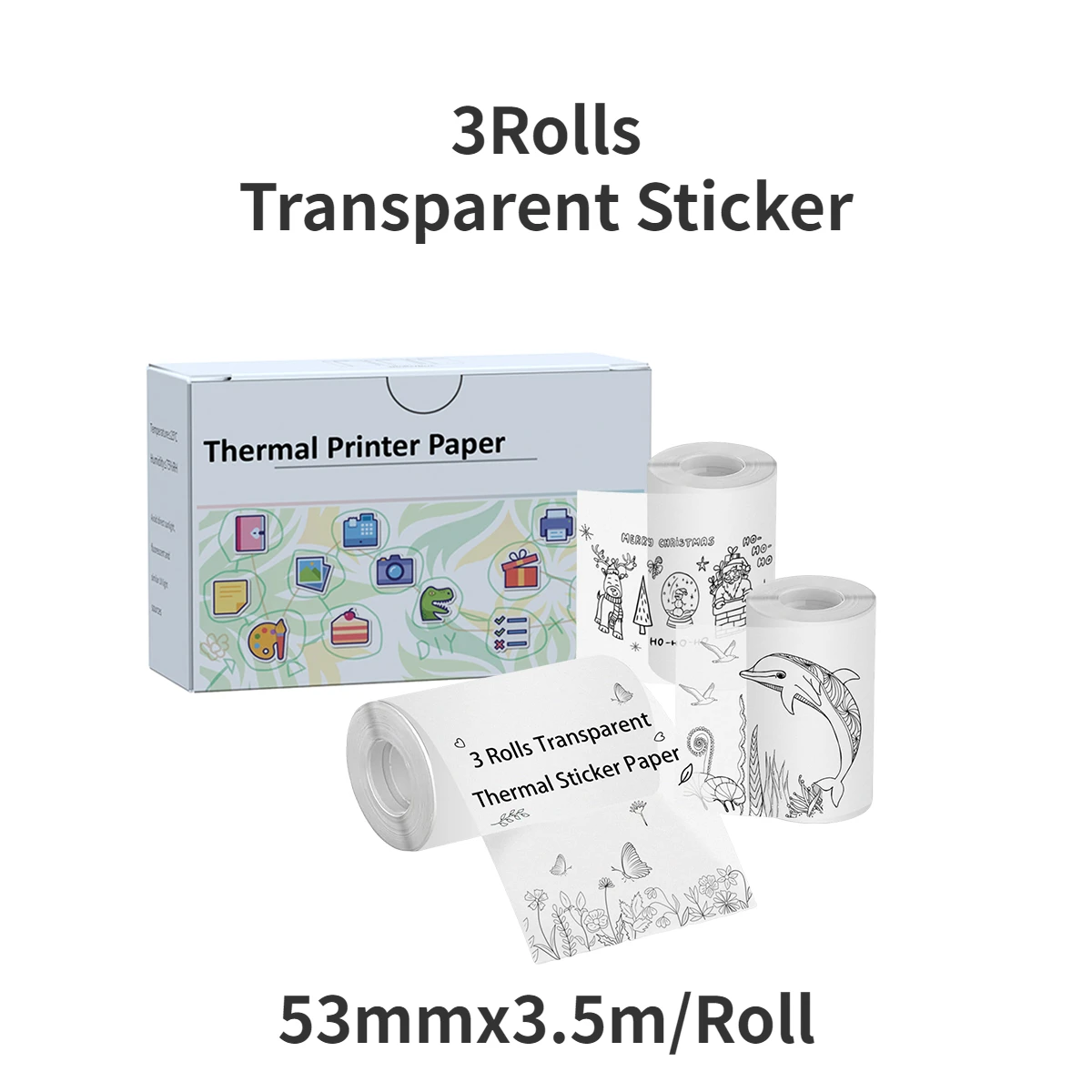 Mini Thermische Printer Papier T02/M02x/M02l Transparant Thermisch Papier Plakkerig Voor Tijdschrift Fototeksten Studie Notities En Meer 3 Rollen