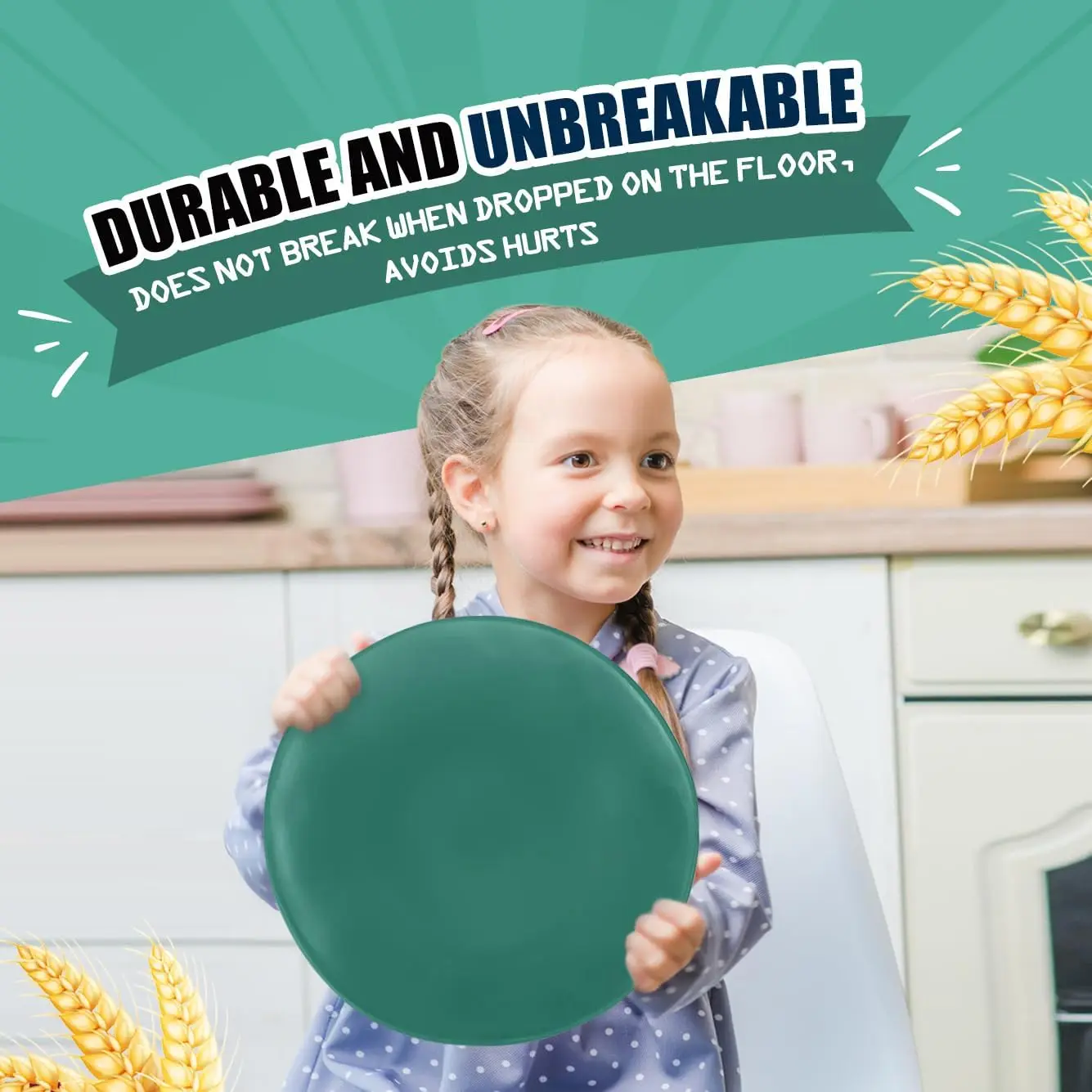 طقم أواني طعام بلاستيكية من قش القمح مكون من 32 قطعة، خدمة لـ 8 أشخاص، أطباق عشاء، طبق حلوى، أوعية حبوب، أكواب، غير قابلة للكسر