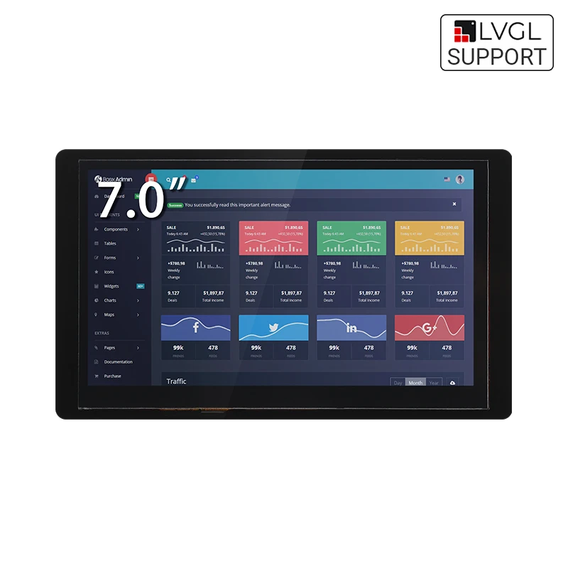 CrowPanel- ESP32 7.0 Inch 800x480 Resolution HMI Touch Screen TFT-LCD Smart Display Module with  Learning for Arduino/ LVGL