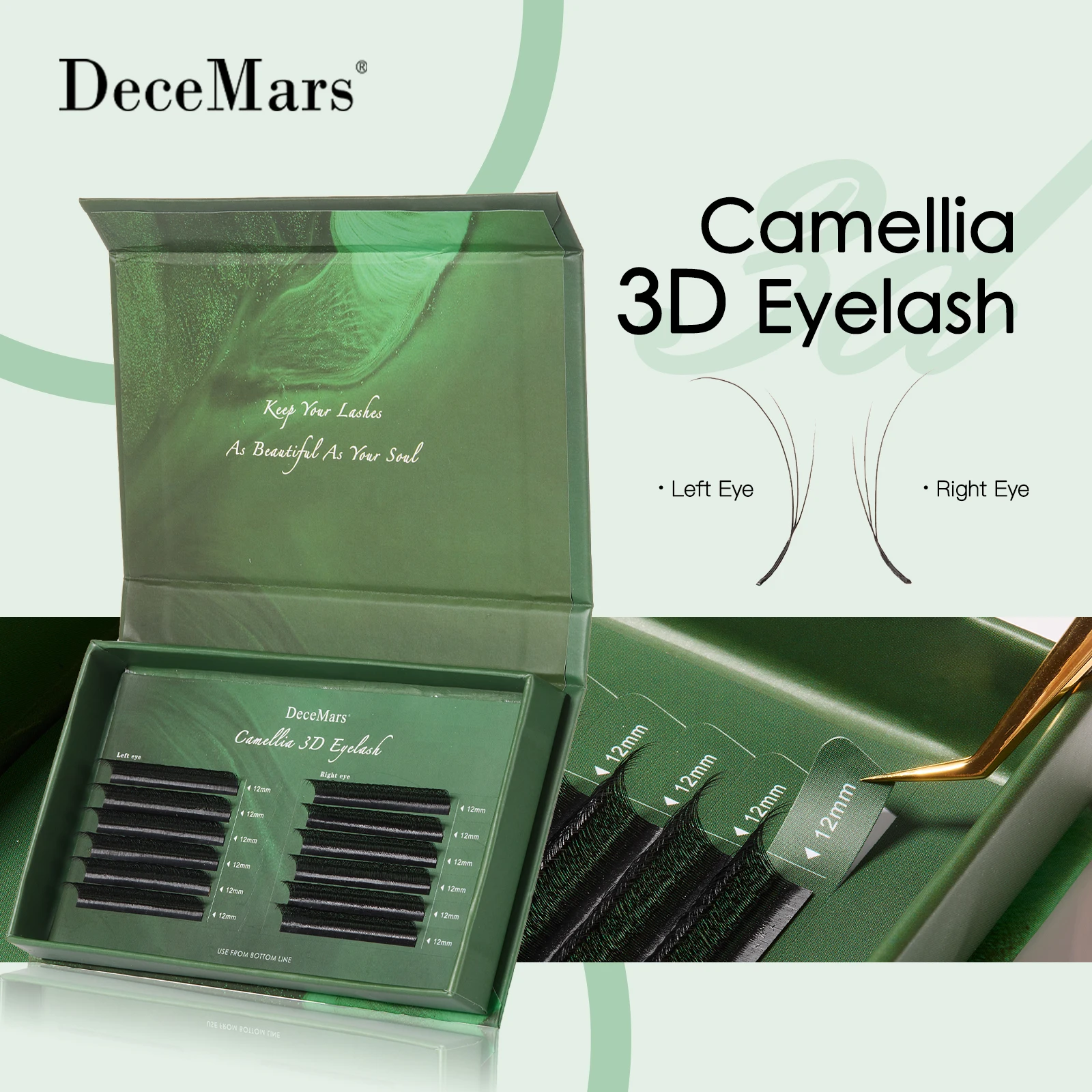 DeceMars Camellia 3D Eyelash Extensions Flying Eyelash Ultimate Volume And Definition