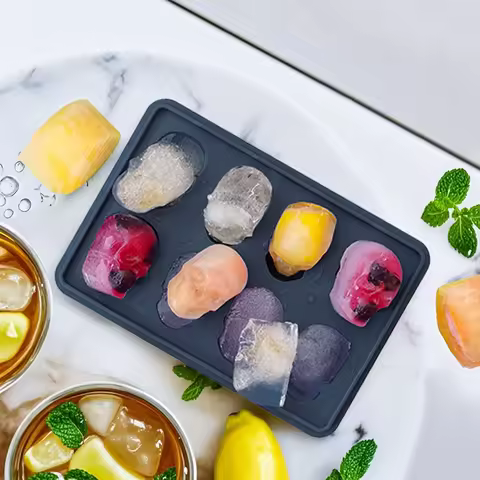 DIY Skull ice mold Whiskey Ice Cube with Skull shape 8 Grid Skull ice mold Reusable Chocolate ice cream mold accessories