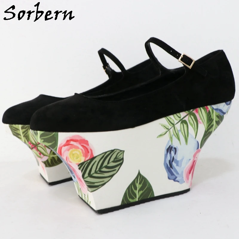 

Sorbern Mary Jane Flatform Women Pumps 10Cm Small Wedges Fetish Shoe Big Size 46 Cosplay Unisex High Heel Custom Colors