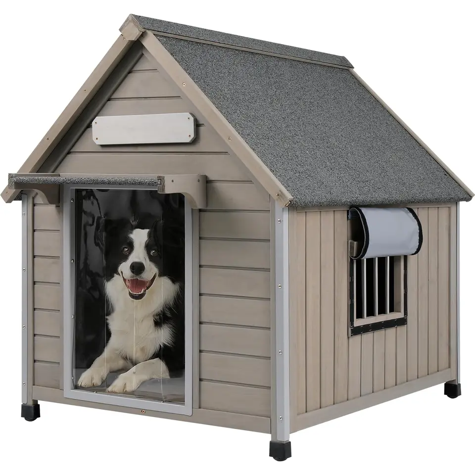 Weatherproof Wooden Dog House for Medium to Large Breeds