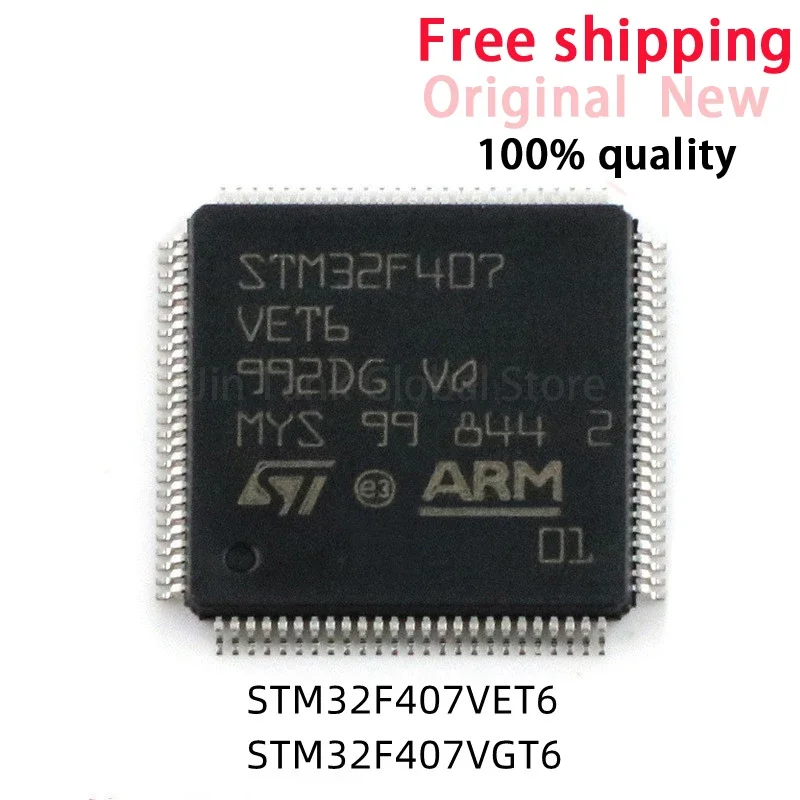 (1 Peça) 100% Novo STM32F407VET6 STM32F407VGT6 STM32F407 VET6 STM32F407 VGT6 QFP-100 Chipset