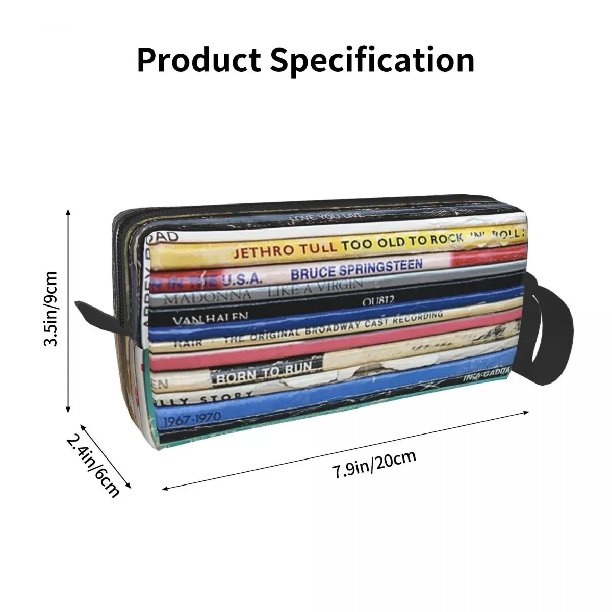 Vintage Retro Record Album Spines Makeup Bag Cosmetic Storage Dopp Kit Toiletry Cosmetic Bag for Women Beauty Travel Pencil Case