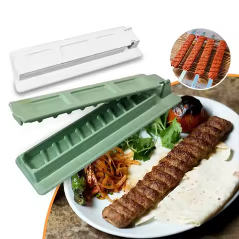 Kitchen Gadget Plastic Barbecue Skewer Machine Easy Operation Reusable Kebab Maker Effortless Camping Picnic