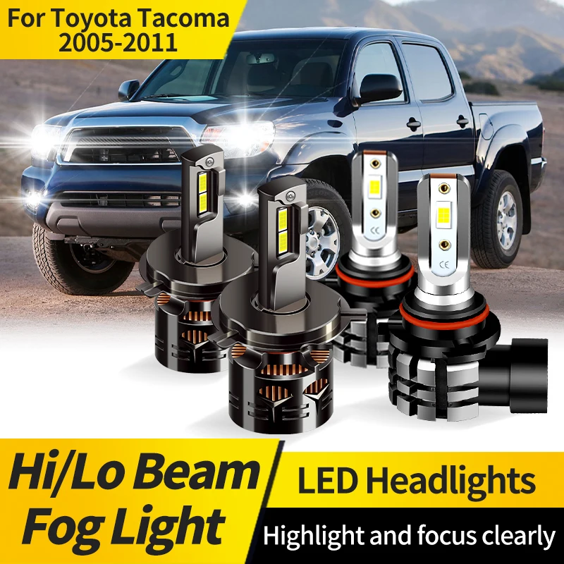 

2PCS Canbus H4 HB2 LED 12V Headlight Super Bright 6000K White Hi/Lo Beam Lamp 9005 HB3 Fog Lights For Toyota Tacoma 2005-2011