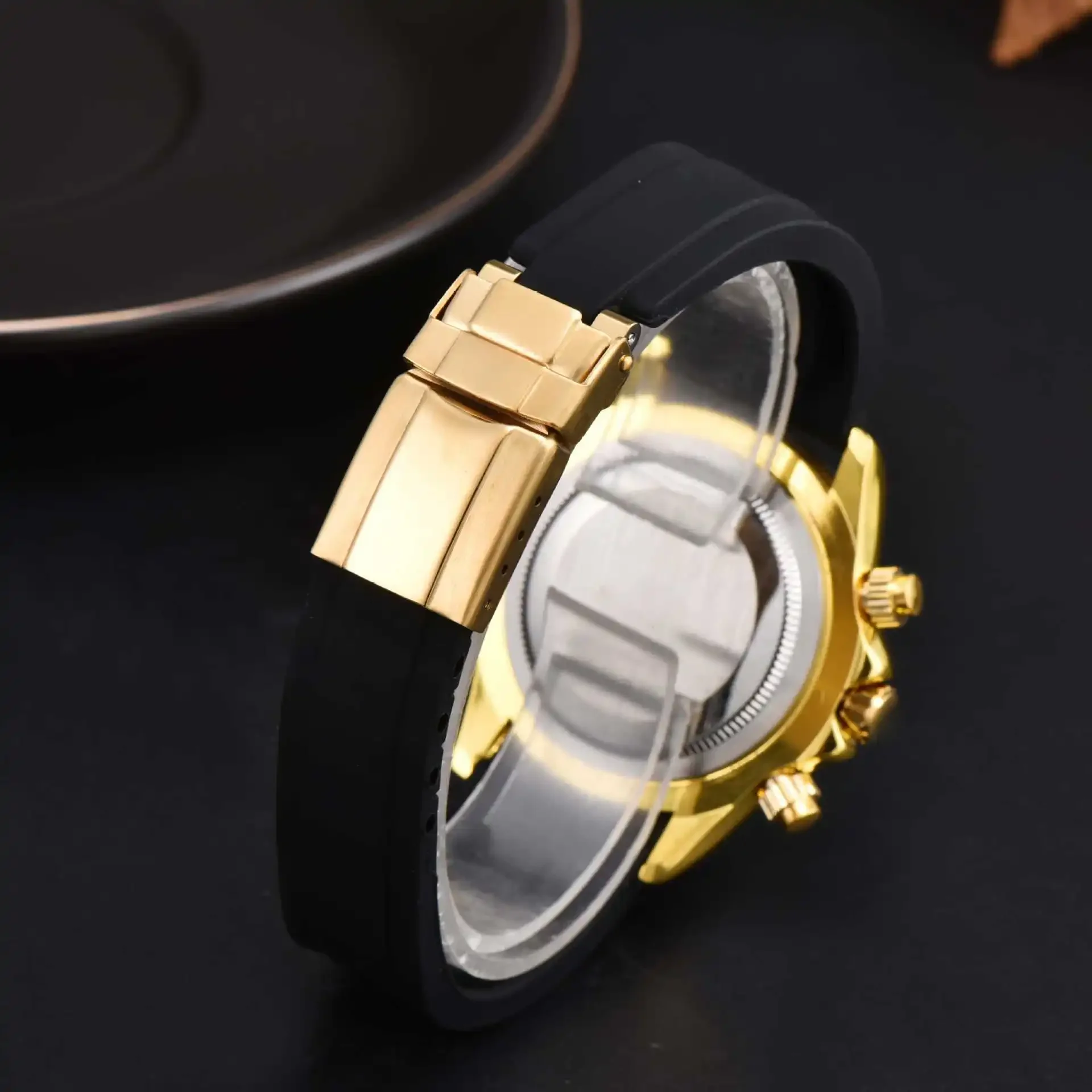 Luxury Watch Men's Chronograph VK63 Watch 46mm Men's Watch Vk63 Case Gold BLUE VK63 Dial Men's Chronograph Waterproof 10ATM