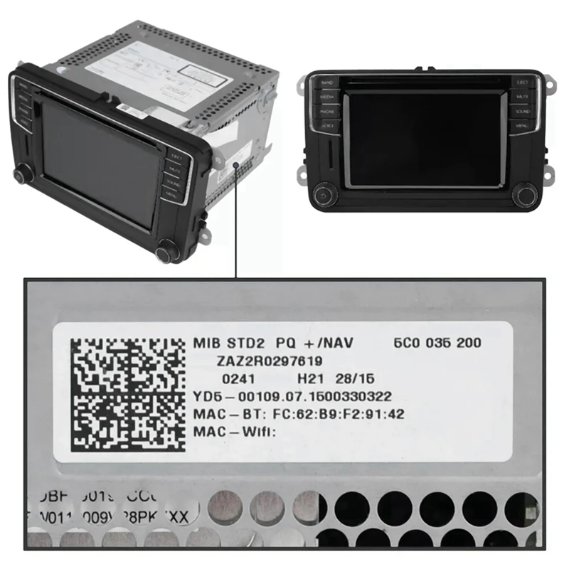 차량용 LCD 디스플레이 터치 스크린, VW MIB STD2 680 200 라디오 TDO-WVGA0633F00039 TDO-WVGA0633F00045, 6.5 인치