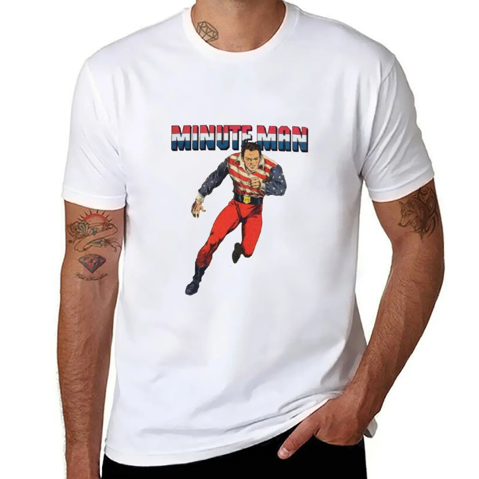 

Vintage Comics - Minute Man T-Shirt t shirts for man cotton soft man t shirts cotton T-shirt