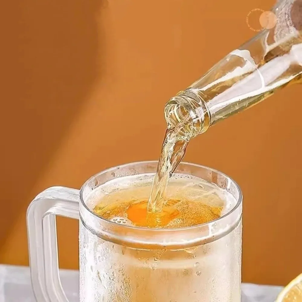 Plastic Cold Drink Chilled Cups Washable Leak-Proof Ice Coffee Cup Transparent Thickened Freeze Beer Glass Summer Cooling
