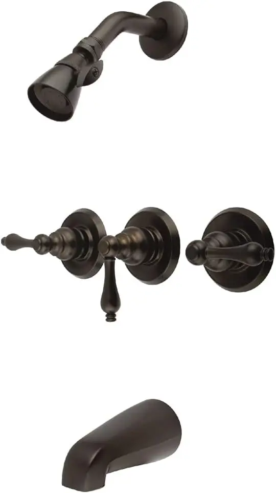 

Oil Rubbed Bronze Tub and Shower Faucet with 3-Lever Handle, 5-Inch Spout Reach