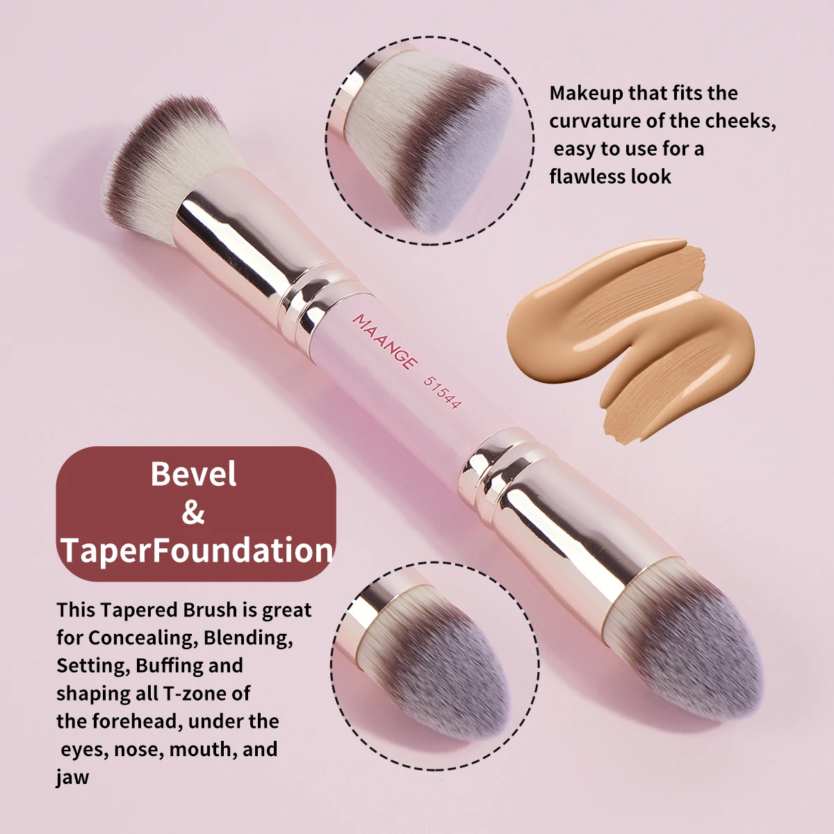 MAANGE 4 pièces ensemble de pinceaux de maquillage de base avec boîte fondations à double extrémité poudre Blush détails pour pinceaux fard à paupières voyage débutant