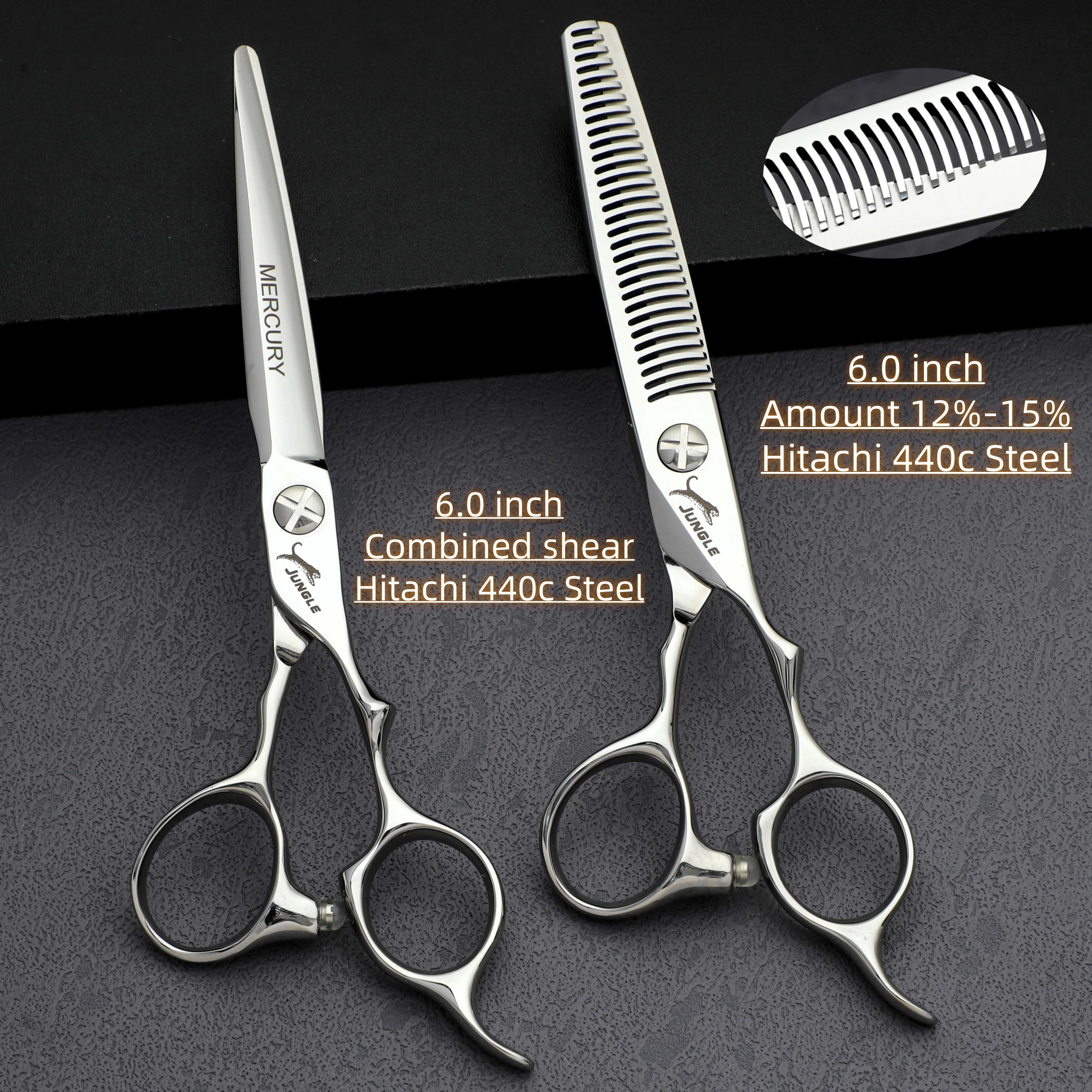 JUGU Professional hairdressing scissors Japan 440C steel Barber scissors Set of 6.0-6.5-6.8 inch High quality barber accessories