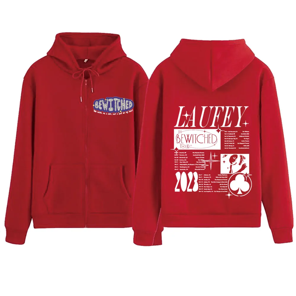 Enwitched Laufey 2024 Zipper Hoodie Harajuku Pulôver Tops Streetwear Fãs de Música Presente Moletons com Decote em V