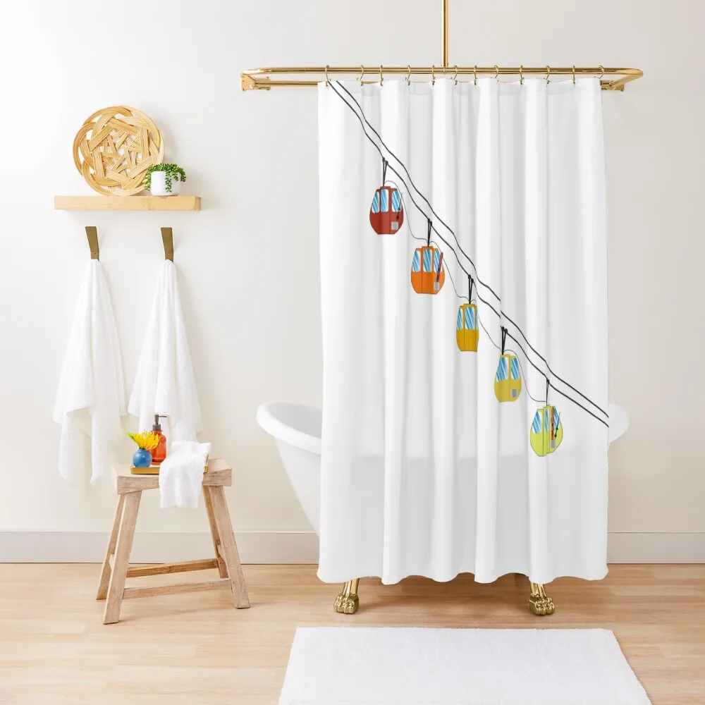 

La Grave cable car Shower Curtain Funny Shower In The Bathroom Anti-Mold Waterproof Shower Set For Bathroom Curtain