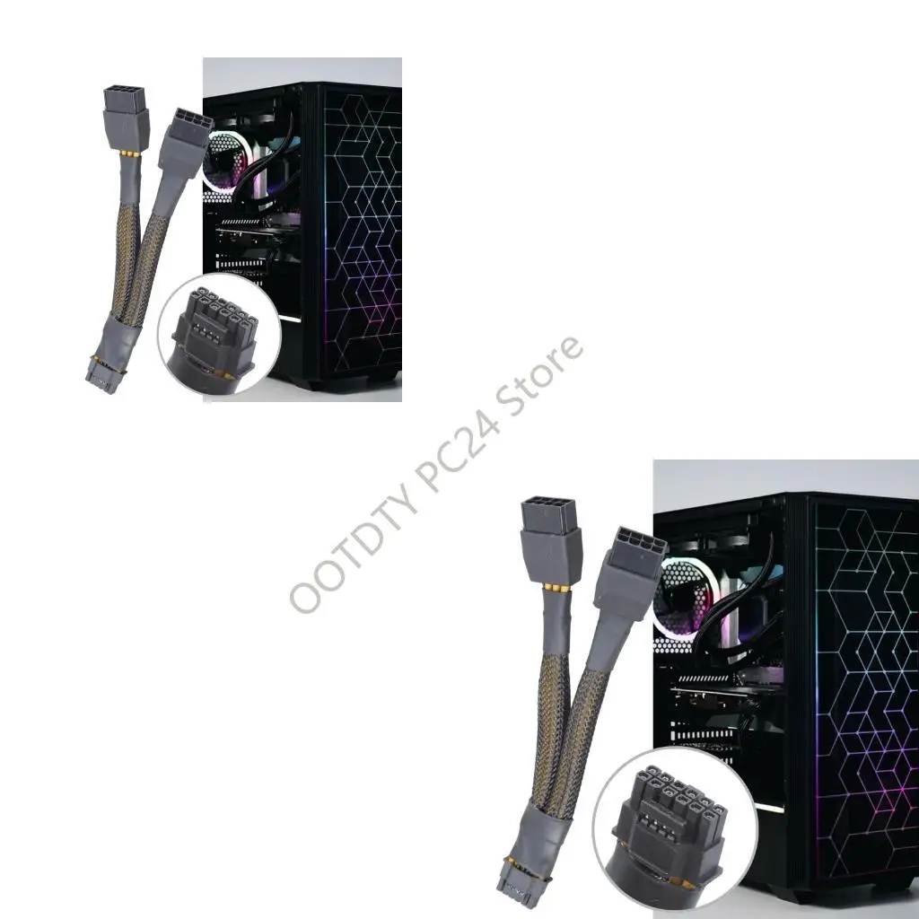 

H7BA 15cm 8Pins Power Motherboards Double 8Pin to 12+4Pin Adapter Cable for 12VHPWR