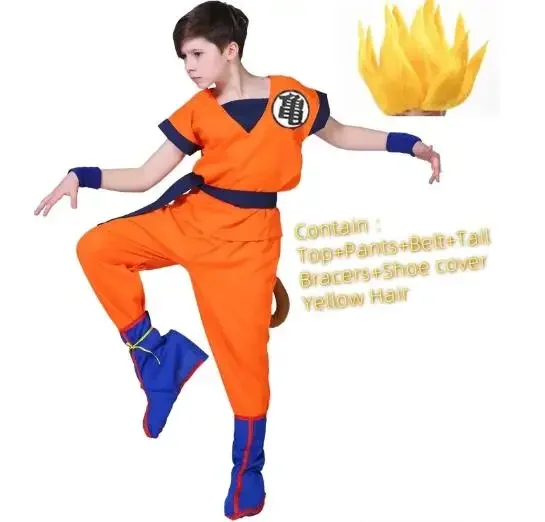 Kids Anime Z Son Goku Costume Cosplay Boy Carnival Party Suit Goku Dress Vest Belt Wrister Halloween Dress Up view 6