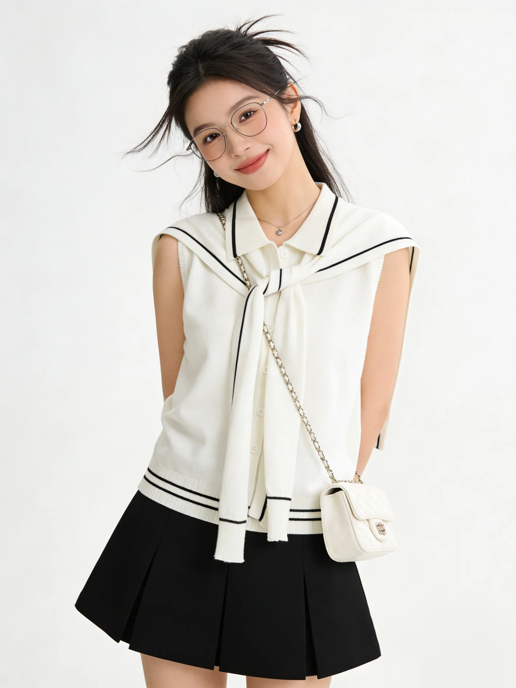 

Вязаный топ в стиле преппи с коротким вырезом, без рукавов, женский, модный, утягивающий, летний, с цветовыми блоками, в университетском стиле