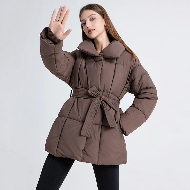 Winter New Cotton Padded Puffer Coat Women Thicken Warm Pocket Snow Parka For Student Mid Length Winter Zipper Jacket Women