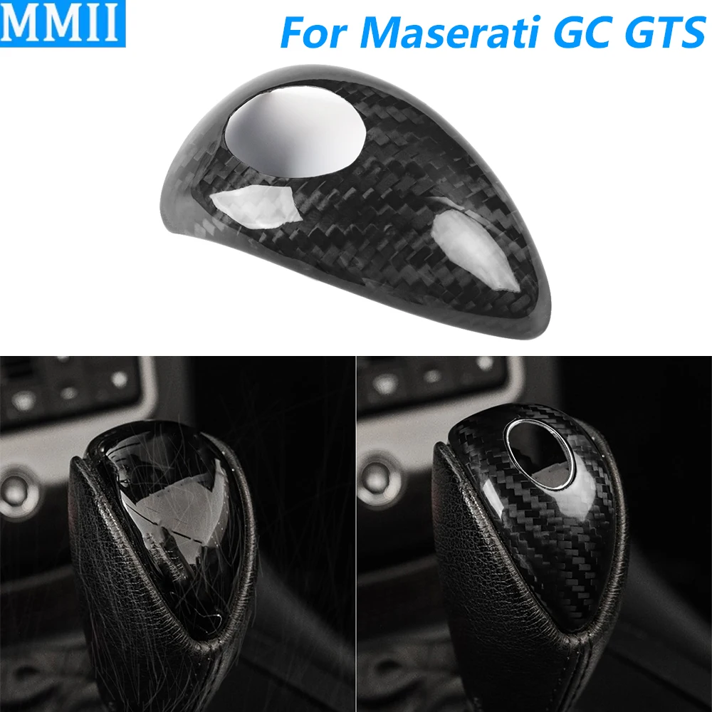 

For Maserati GranCabrio GC GranTurismo GTS 2008-2019 Real Dry Carbon Fiber Gear Shift Knob Cover Car Accessories Modification