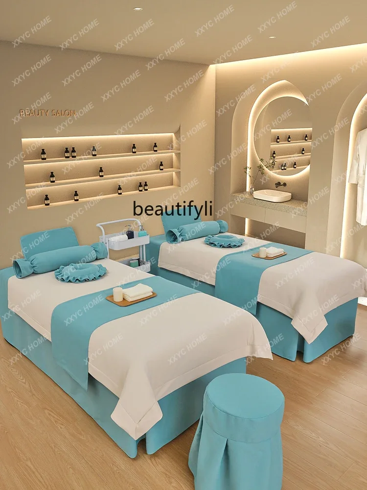 Light Luxury Beauty Salon Four-Piece Set High-Grade Pure Cotton Pavilion of Regimen Thai Massage Bed Sheet Duvet Cover Sets