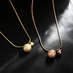 Matte Polished Big Small Ball Necklaces Charm Stylish Rose Gold Stainless Steel Clavicle Chain Simple Chokers Jewelry Gift