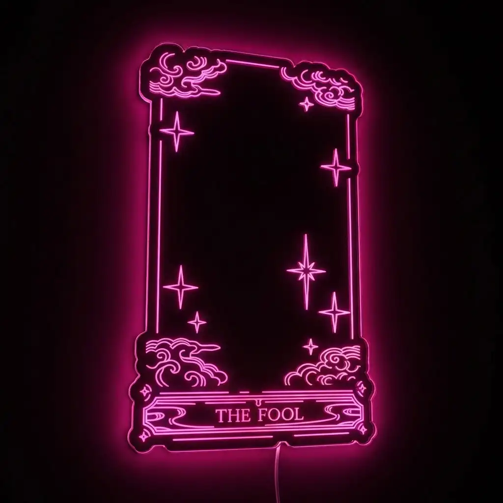 

Неоновая RGB-вывеска The Fool Tarot с элегантной зеркальной подложкой