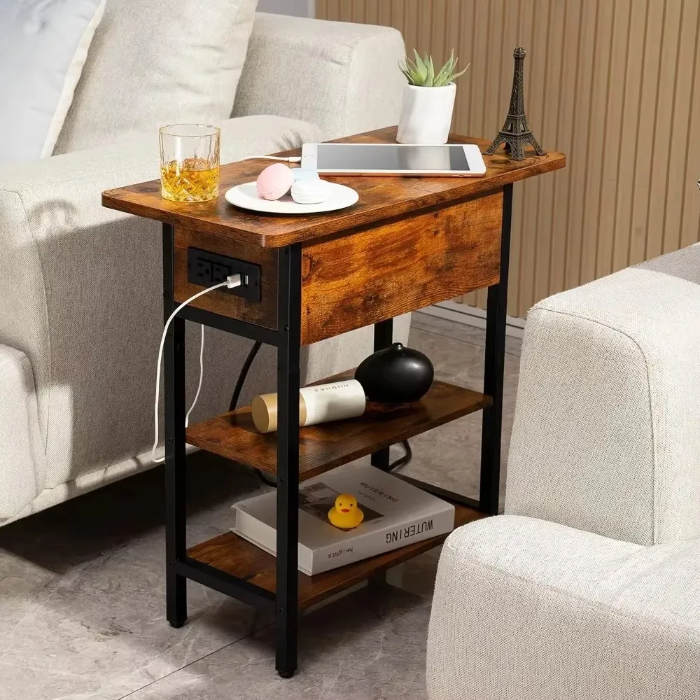 

Bedside tables with USB ports and sockets, living rooms, bedrooms, narrow bedside tables and storage racks for small Spaces
