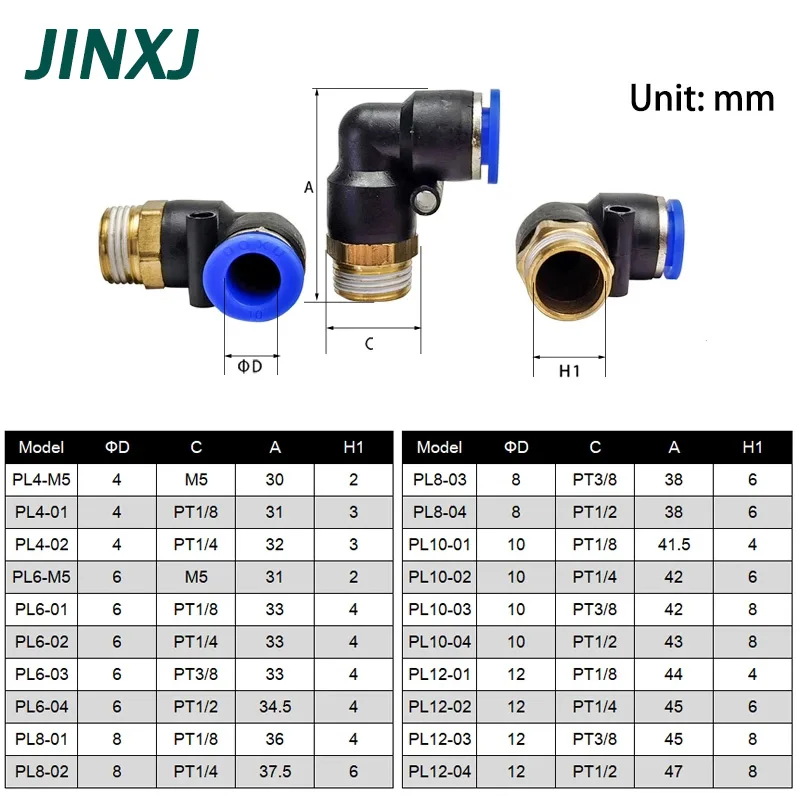 1PCS Pneumatic Quick Connector PCF PC PL SL PB PH PX 4-12mm Hose Tube Air Fitting 1/8 1/4 3/8 1/2 BSPT Male Thread Pipe Coupler