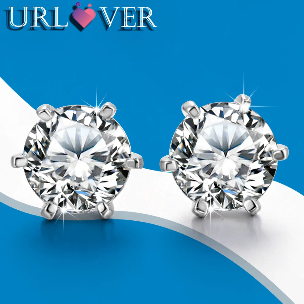 

URLOVER 3ct Moissanite Earrings s925 Sterling Sliver Diamond Ear Studs for Women Wedding Fine Jewelry Gifts with GRA Certificate