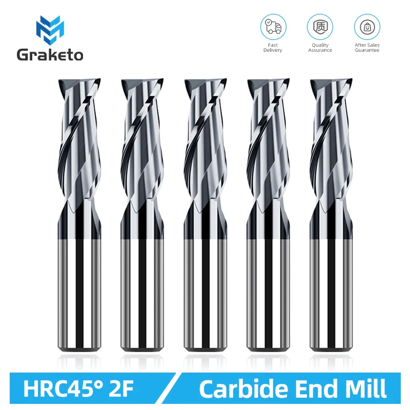 Tooleye HRC45 Carbide Flat Mills Alloy Coating Milling Cutter Cnc Maching Tool 2 Flutes End Mill For Metal 1 2 3 4 5 6 8 10 12mm