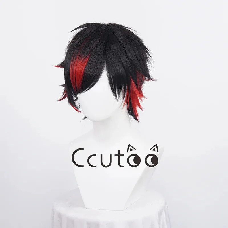 zizi 2025 Anime Ensemble Stars Nagumo Tetora Cosplay Wig Short Black Mixed Red Heat Resistant Synthetic Hair Halloween Party Car