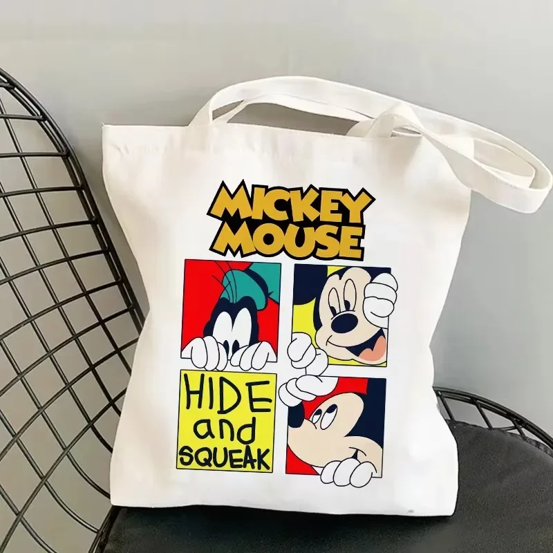 Hot Selling Mickey Minnie Cartoon White Single Shoulder Canvas Bag Students Attending Classes Convenient Girl Commuting Portable