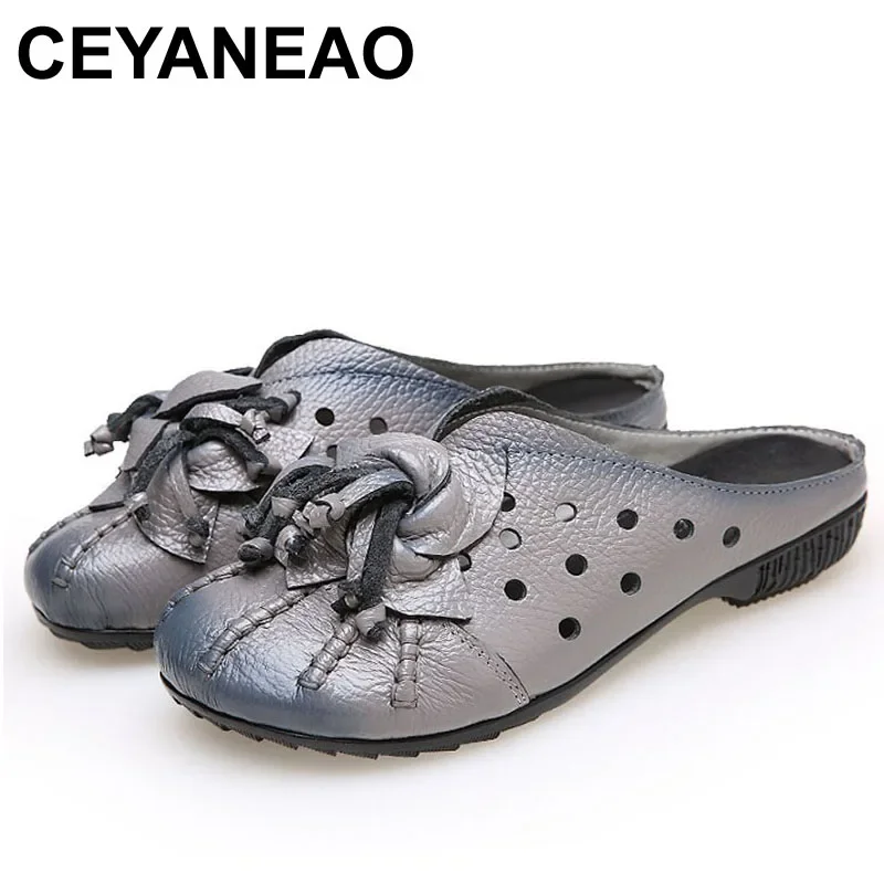 CEYANEAONew national wind fashion women\'s sandals summer retro skeleton hollow leather shoes selling handmade flowerscasualshoes