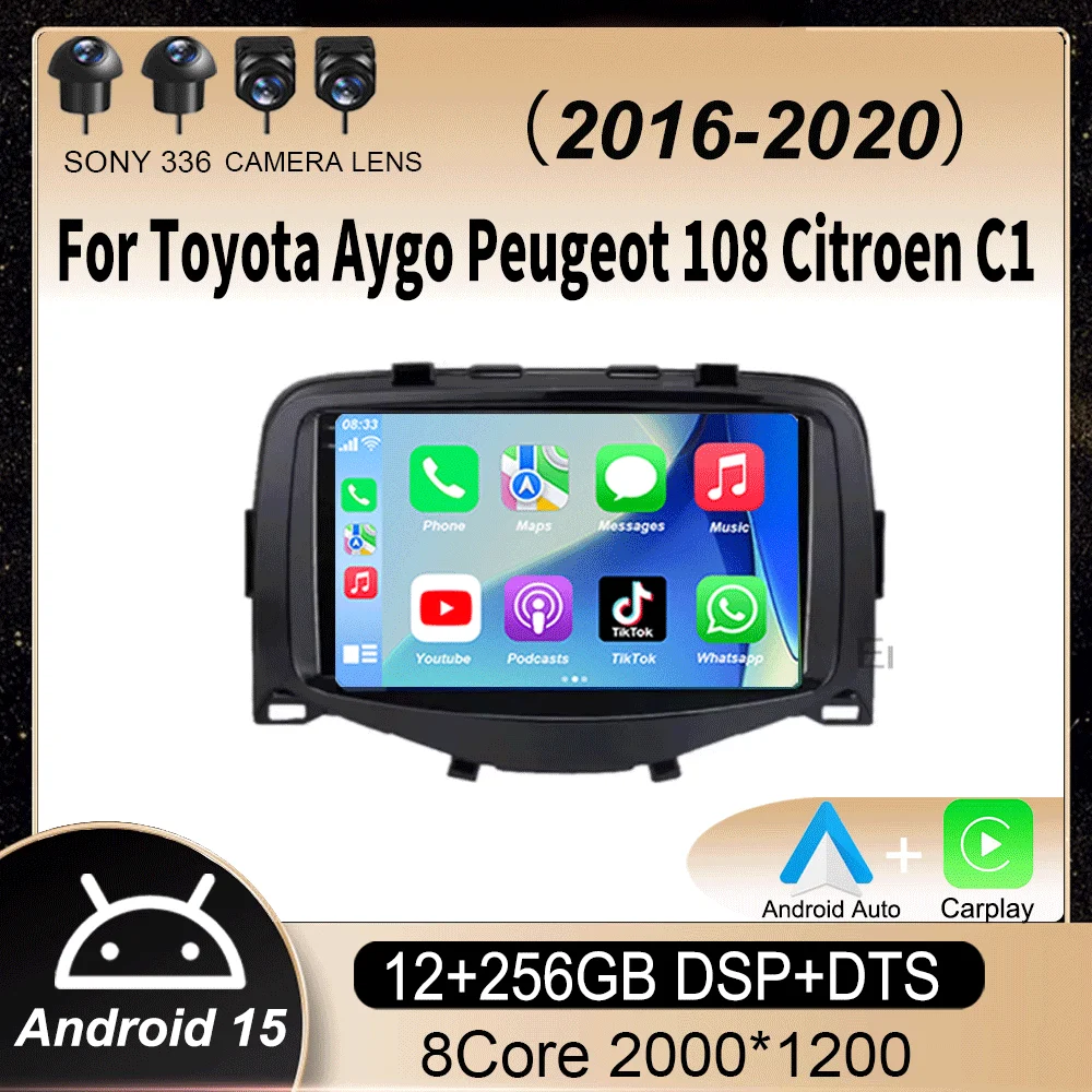 

Android 15 Car Radio For Toyota Aygo Peugeot 108 Citroen C1 2016 2017 2018 - 2020 Carplay Auto Multimedia Player GPS Navigation