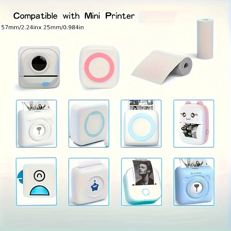 10 Rolls 57mm White Thermal Paper HD Photo Paper Labels for Pocket Printers/instant camera, Photo/Study/Journal/Christmas Use