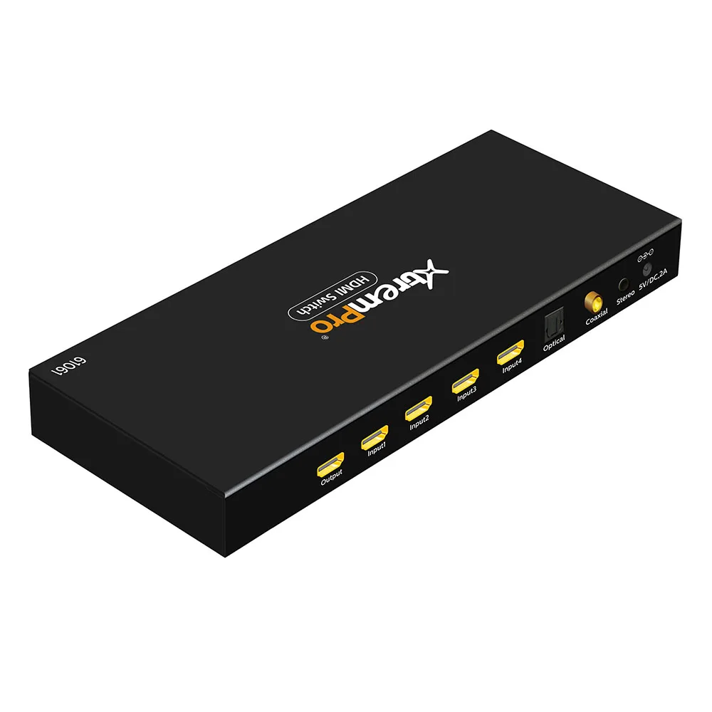 4x1 HDMI 4K Fast Switch with Audio,Stereo/Toslink/COAX Outputs,MHL Support, 3D Formats, DTS Digital, 12-bit Deep Color,LPCM