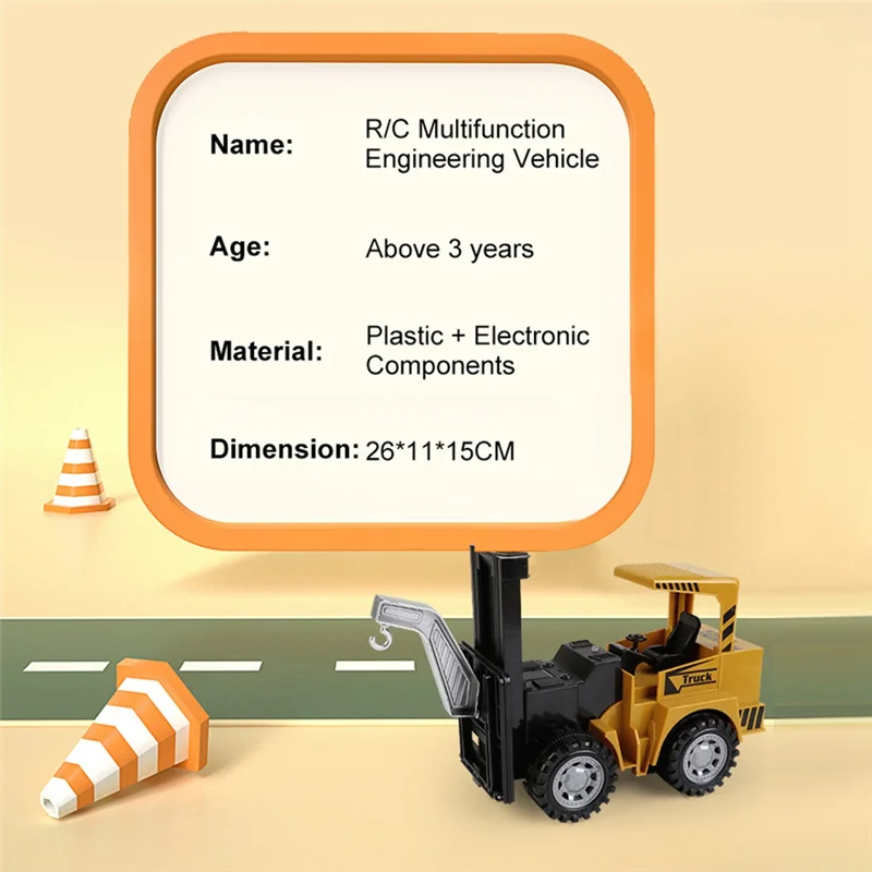 2.4g rc simulação multifuncional veículo de engenharia som e luz guindaste elétrico empilhadeira brinquedos presente para crianças