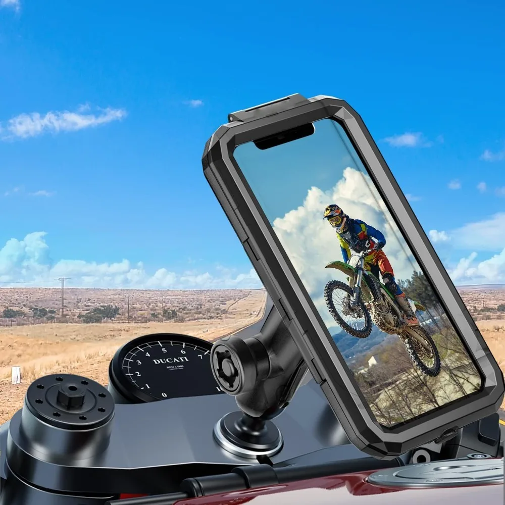 Motorcycle Fork Stem Mount Waterproof Case Mirror Navigation Bicycle Phone Holder Handlebar Bracket Scooter Motorbike Phone Bag