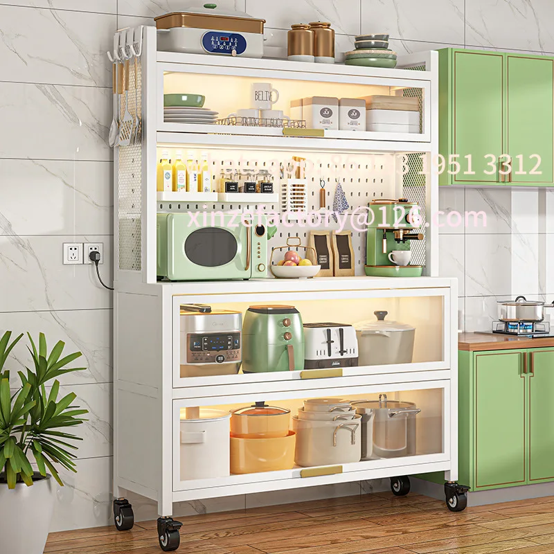 

Customizable Kitchen Household Shelves Multifunctional Pots Microwave Oven Floor-to-ceiling Meal Side Storage Rack