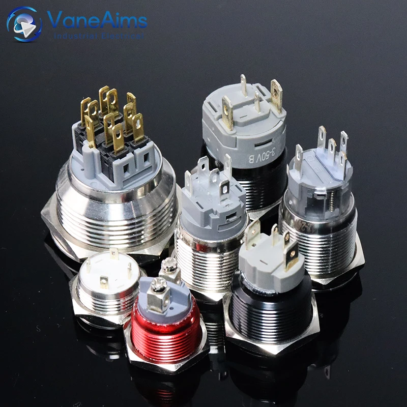 12/16/19/22mm Customization metal button switch Latching/Momentary Led logo light customizable electric switch 12V 220V