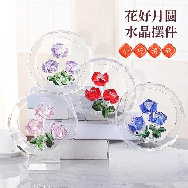 

Crystal Glass Crafts Ornament Bedroom Living Room Ornament Bouquet