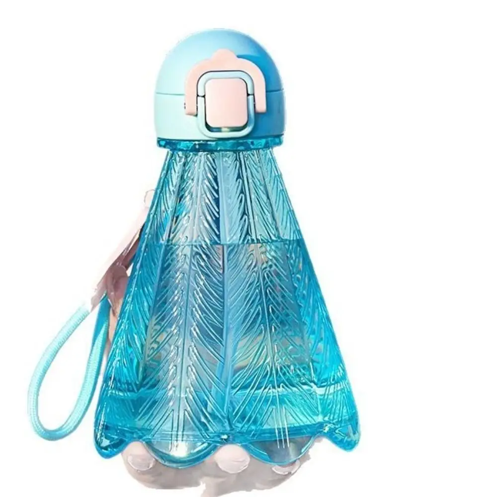 With Straw And Rope Badminton Water Bottle Badminton-Shaped Design Leakproof Transparent Plastic Cup Creative 300ml