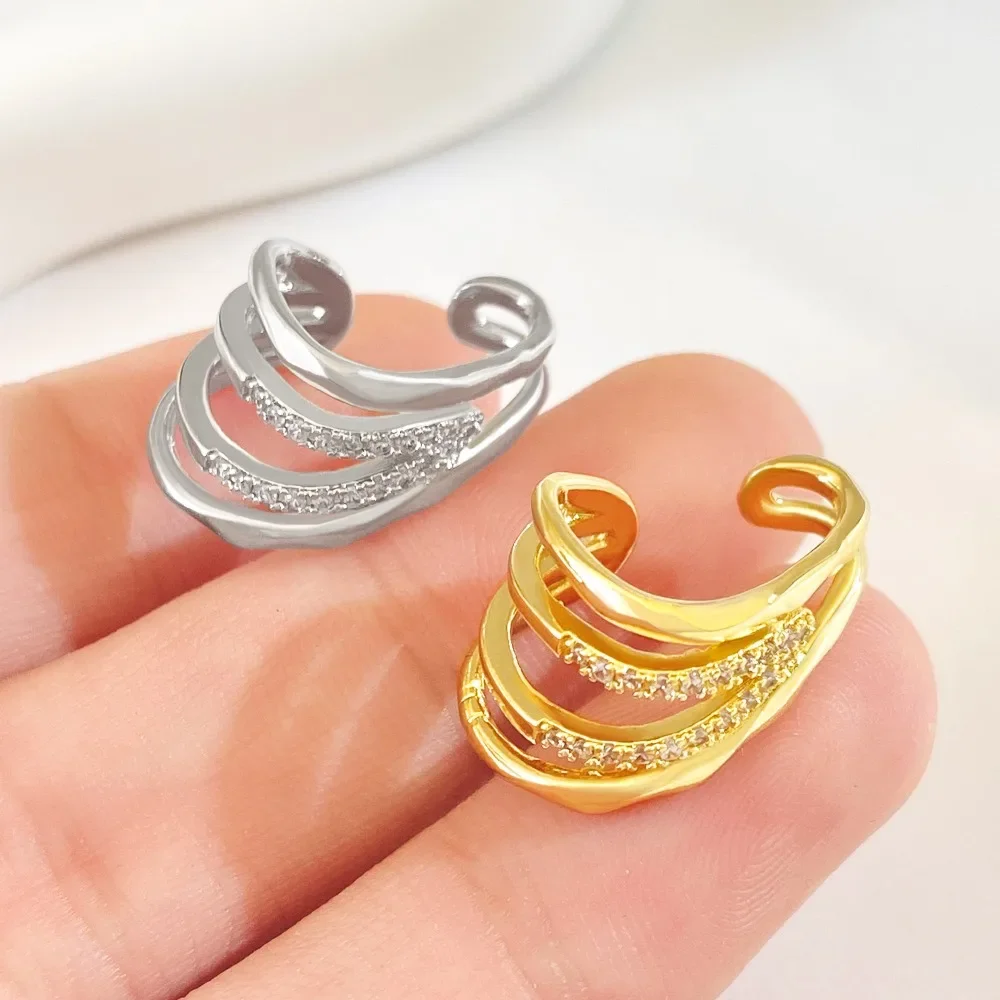 Fashion Trend Cross-design Multi-layer Micro-inlay Zircon Clip Earrings for Women False Piercing Ear Cuffs Charm Jewelry Gifts
